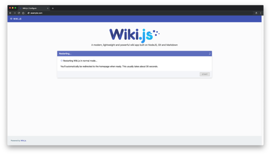 Page d'accueil de Wiki.js