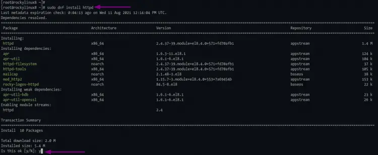 Instalar servidor web Apache/Httpd