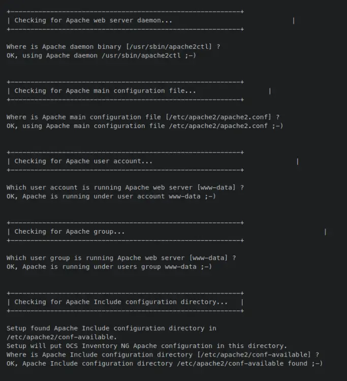 verificar configurações apache