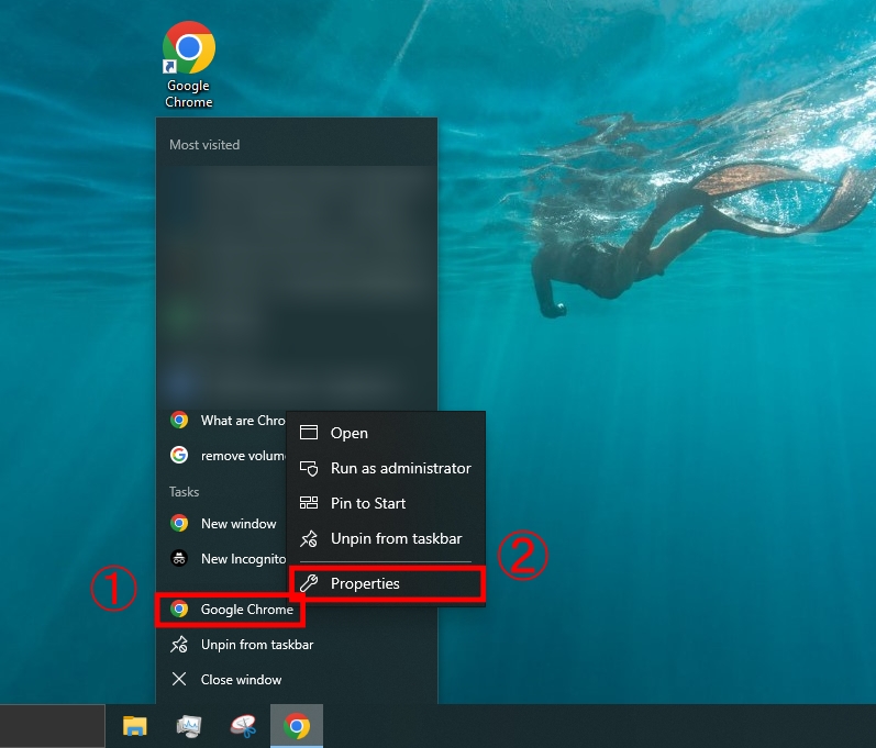 clic destro sulla barra delle applicazioni e seleziona proprietà
