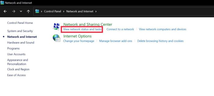 windows native network status