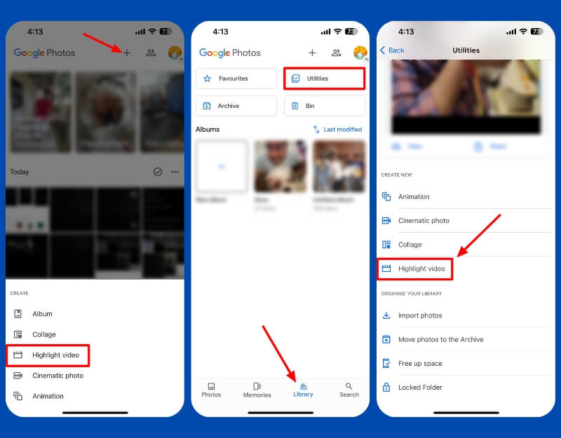 accedi alla funzione video di evidenza su ios