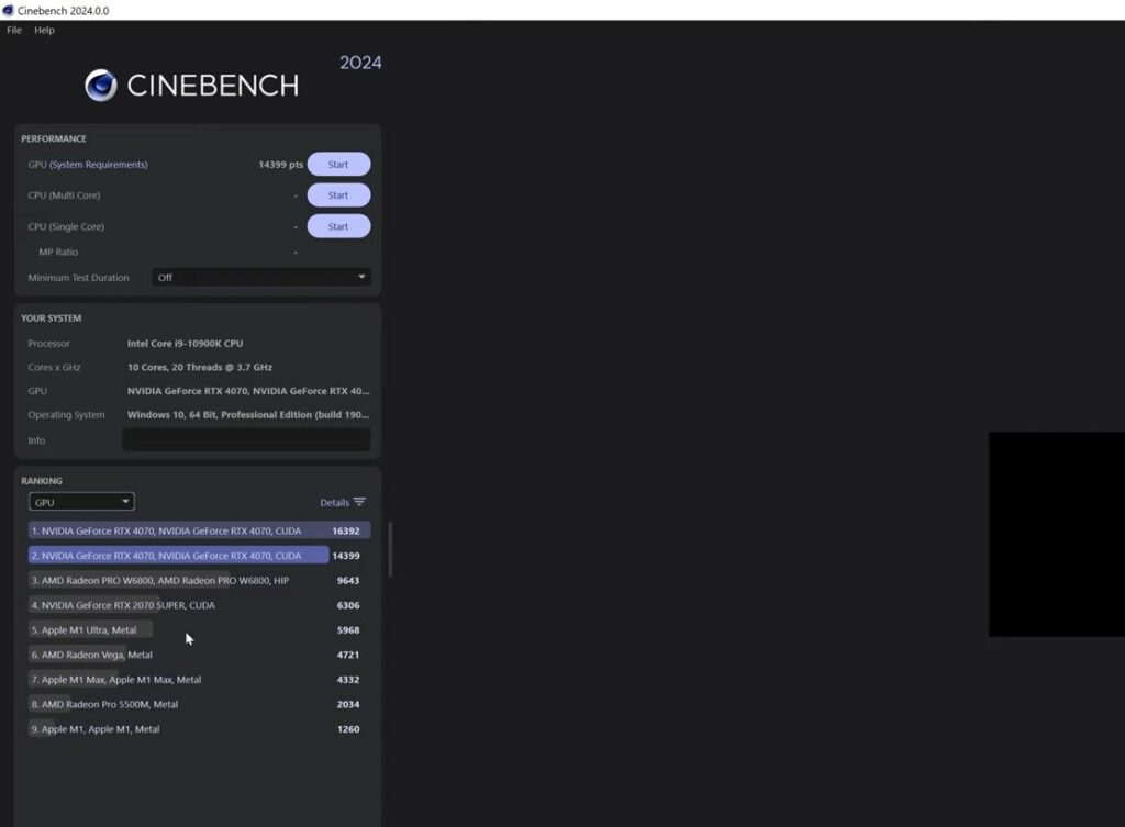 Herramienta de benchmark GPU Cinebech
