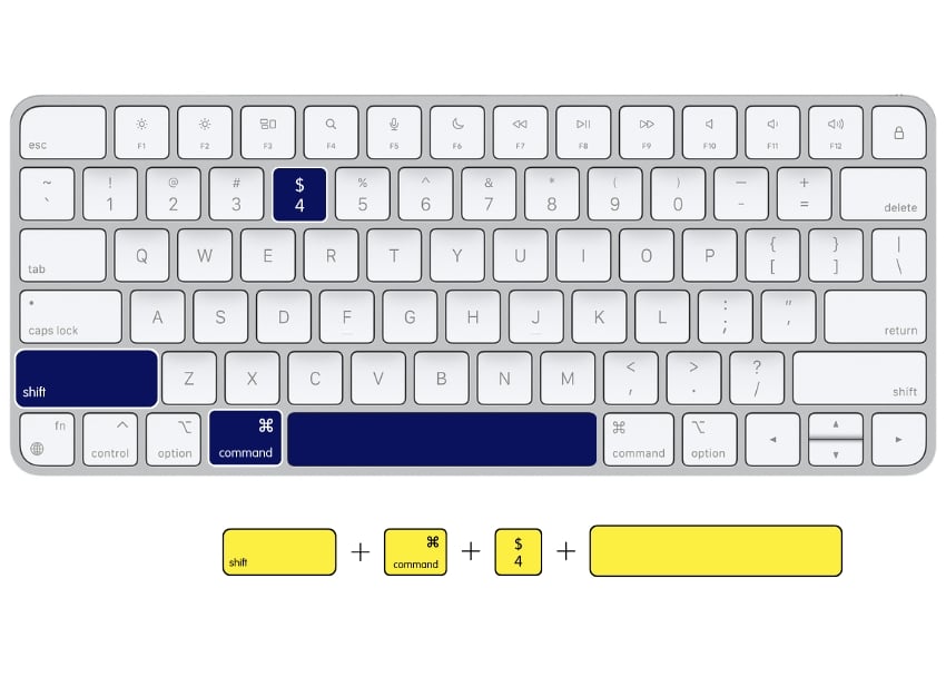 atajo de teclado apple shift + command + 4 + espacio