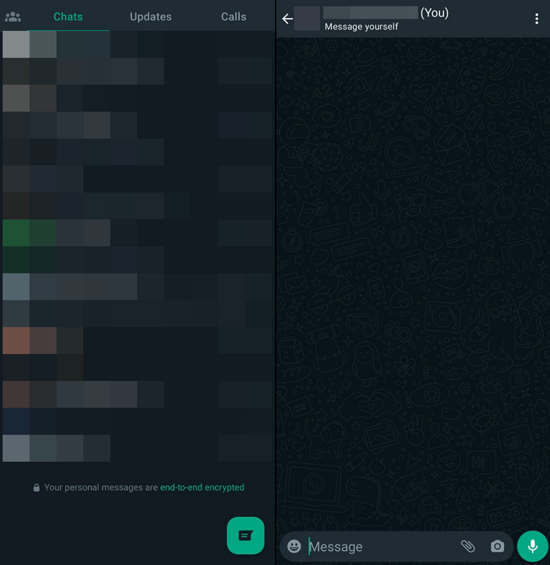 messaggia te stesso su whatsapp