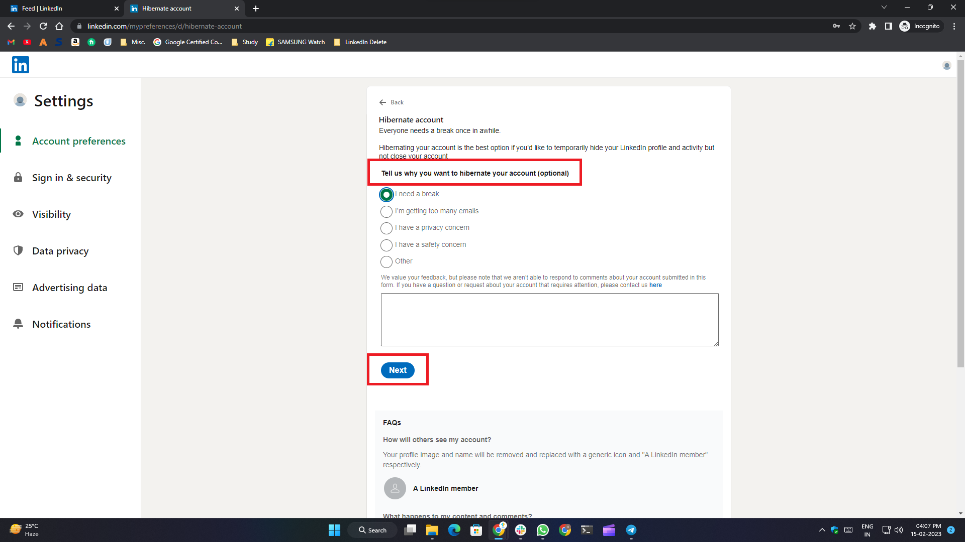 wie man ein linkedin-konto löscht- gründe für den Ruhezustand im web