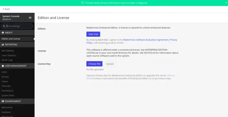 Dashboard di Mattermost