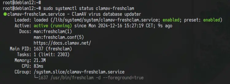 служба freshclam
