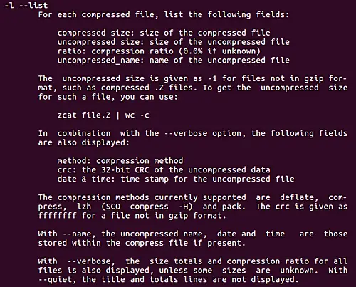 page de manuel gzip