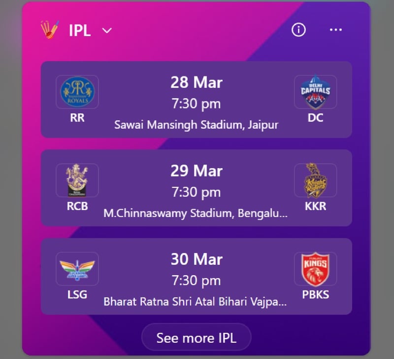 widget de esportes do windows 11.