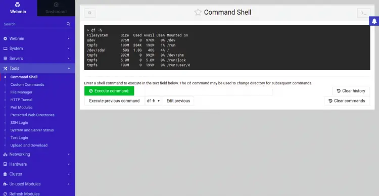 Webminシェル