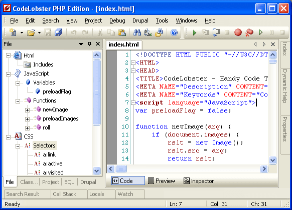 Éditeur PHP, HTML, CSS, JavaScript gratuit (IDE) - Codelobster PHP Edition