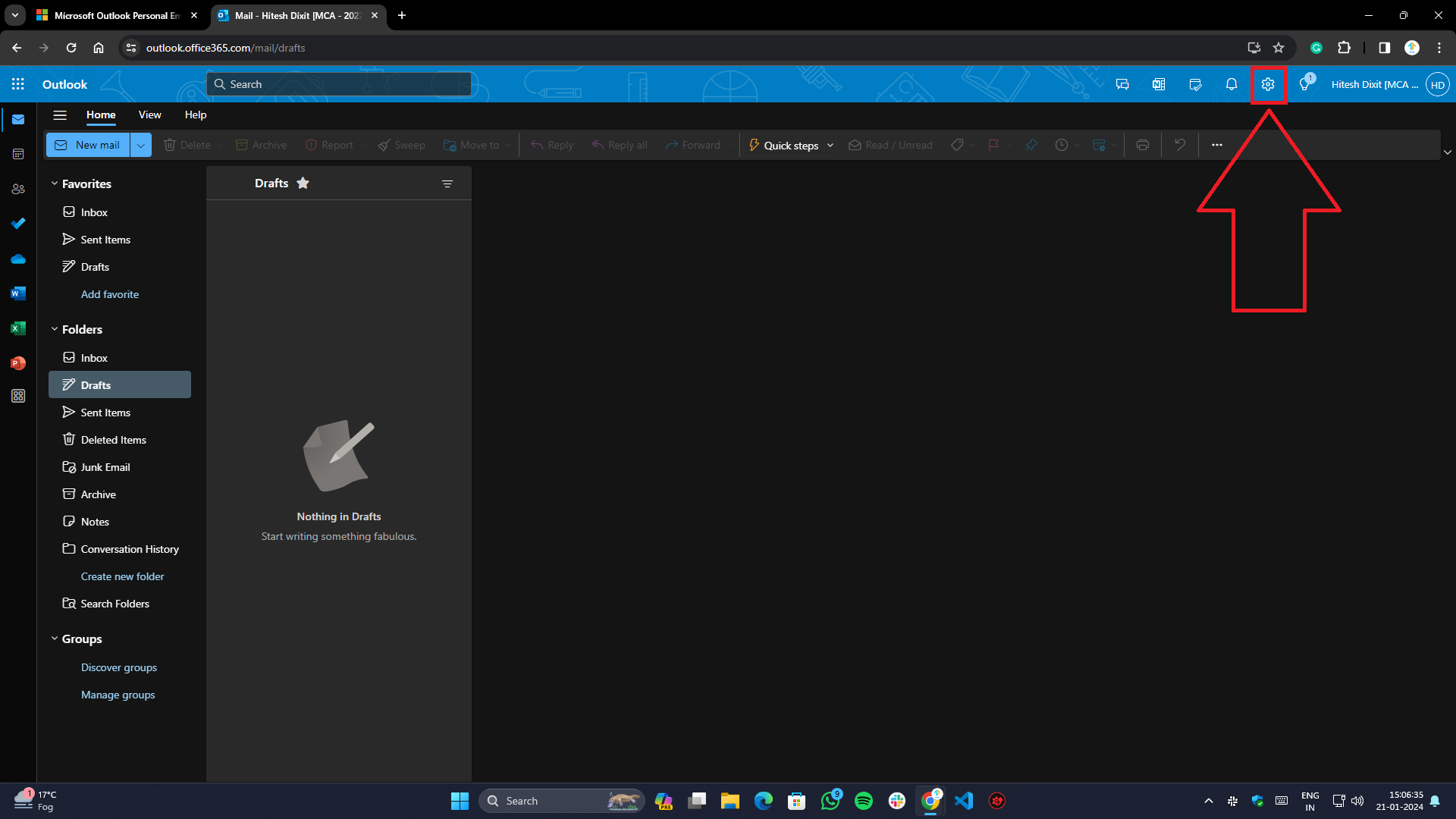come annullare l'invio di email su outlook e gmail aprendo le impostazioni di outlook sul web