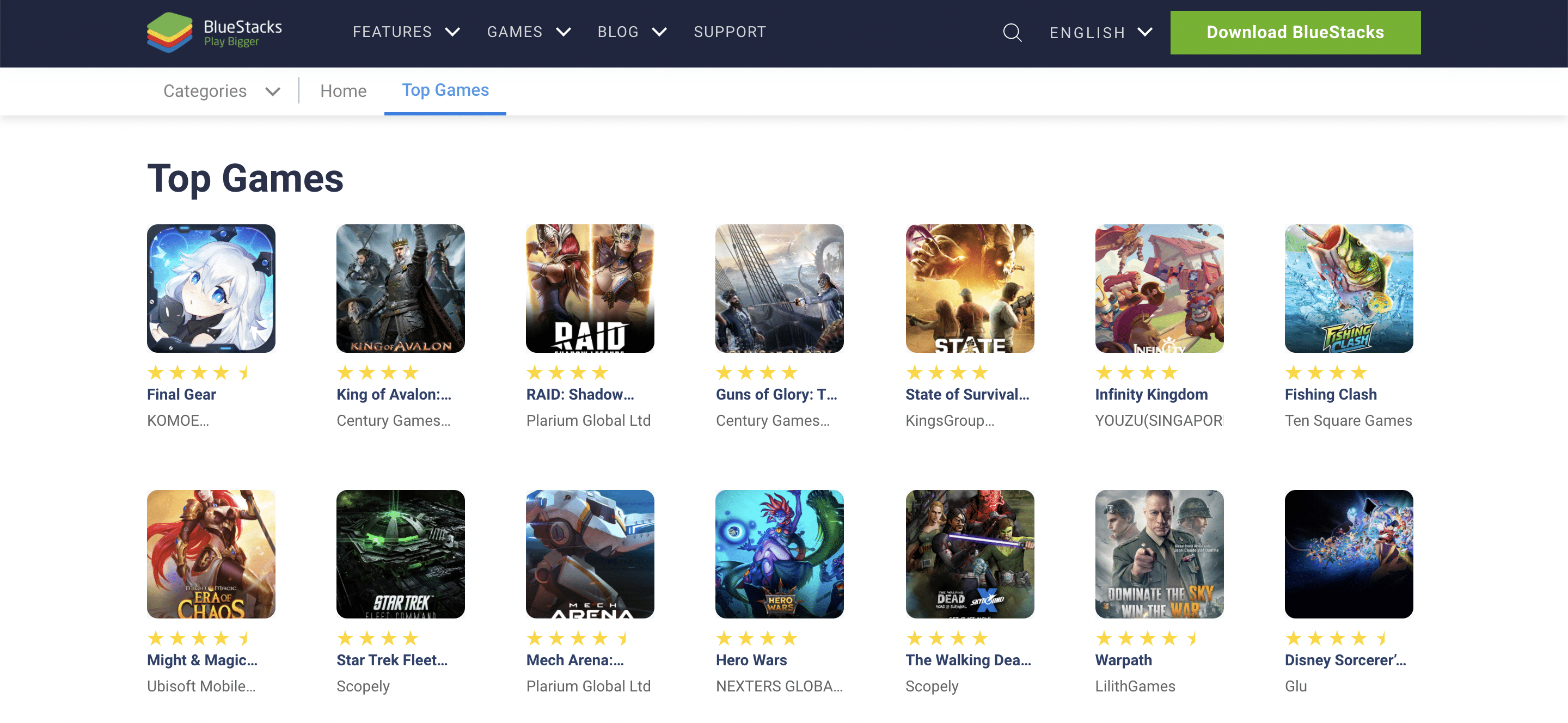 Bluestacks: Giochi Top