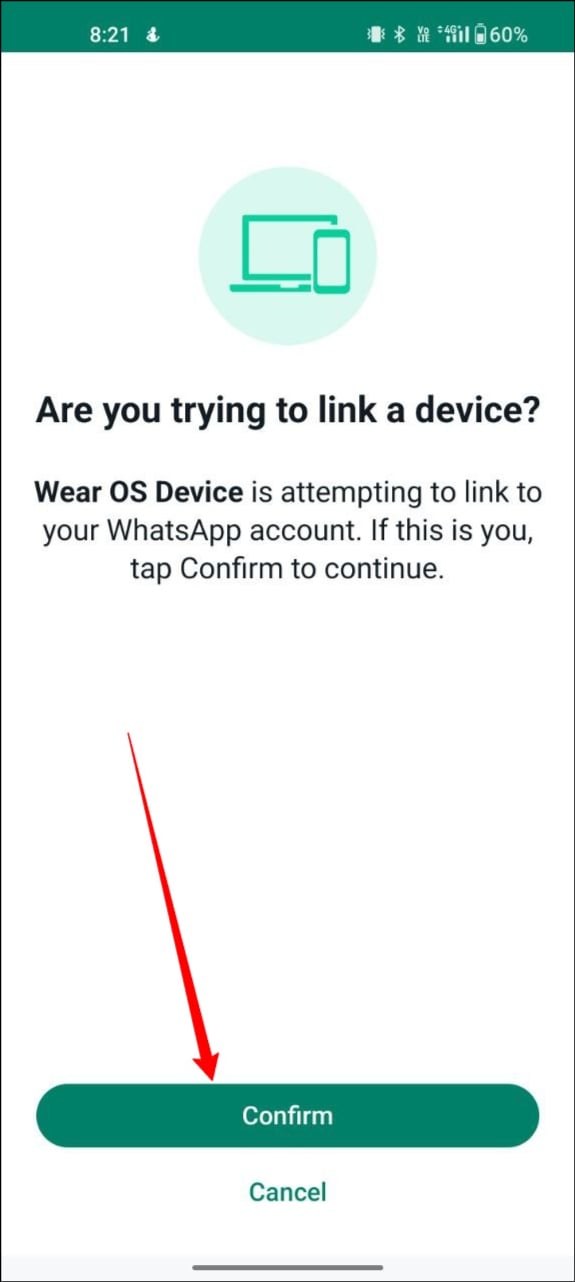 подтверждение подключения whatsapp
