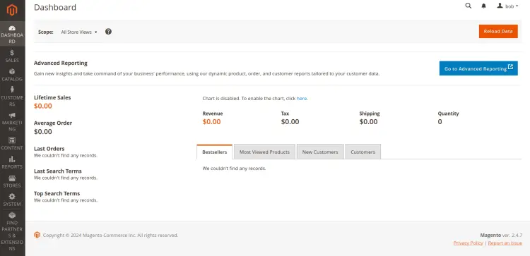 painel do magento
