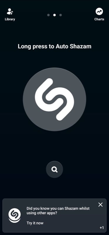 integrazione del tile delle impostazioni rapide di shazam pop-up