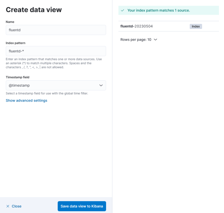 Kibana-Datenansicht erstellen