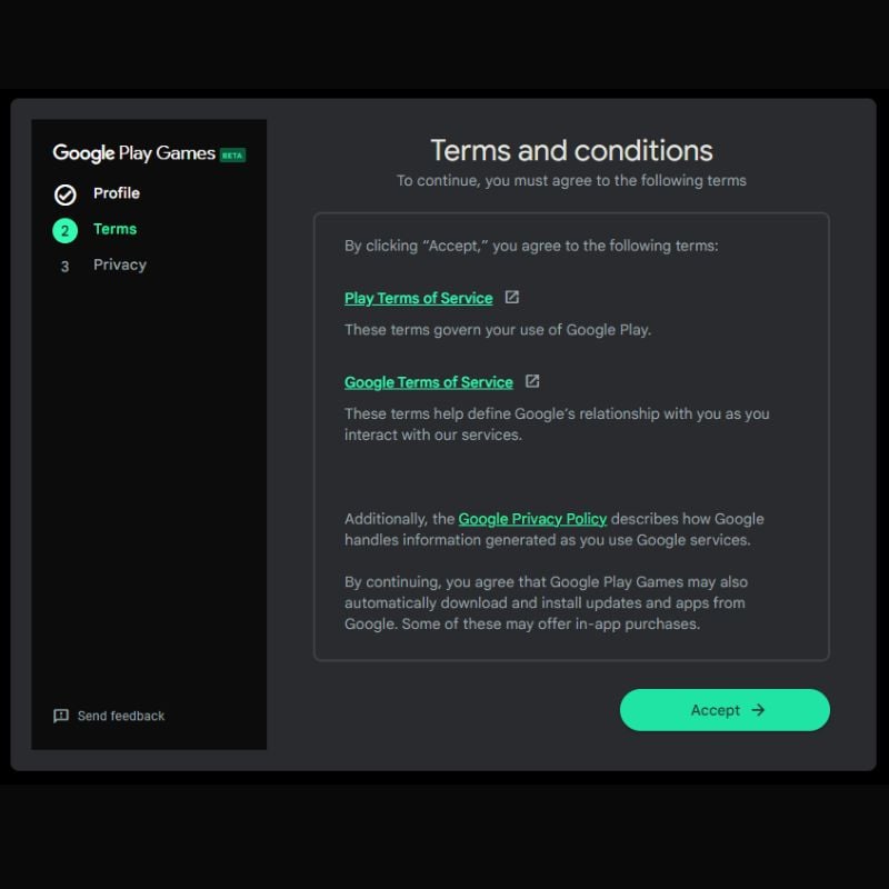 termos e condições do google play