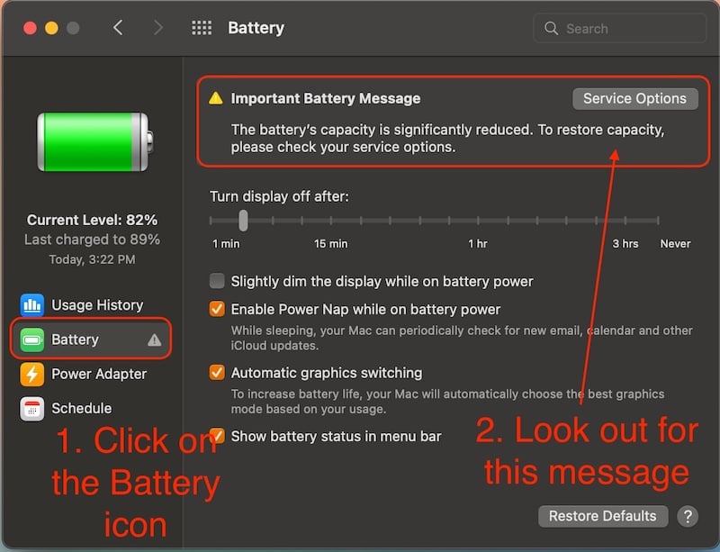 Batterieservice erforderlich