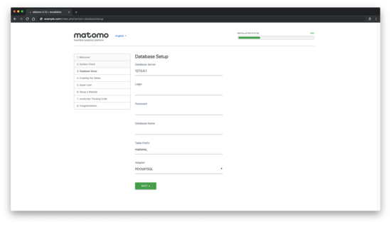 Configuración de la base de datos