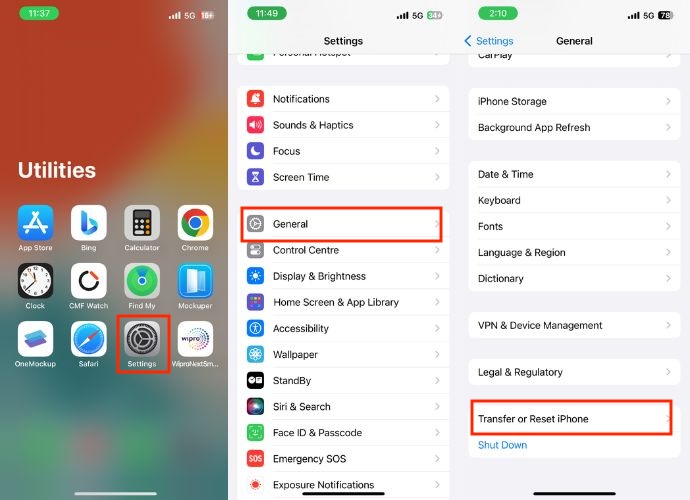 iPhone übertragen oder zurücksetzen