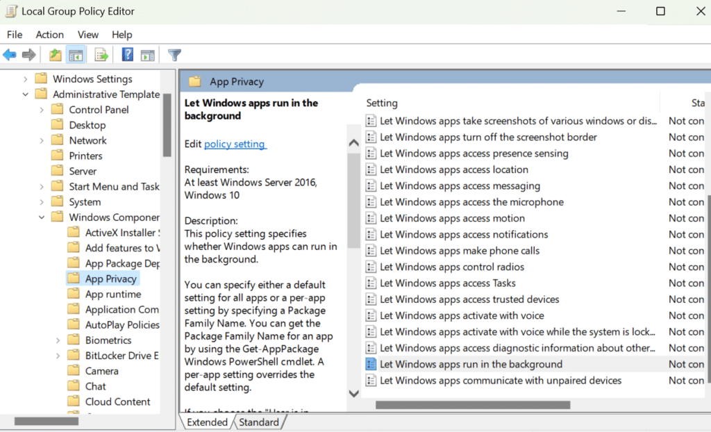 deshabilitar aplicaciones en segundo plano en Windows 11