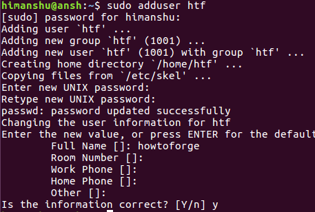 Aggiungi un utente Linux con il comando adduser