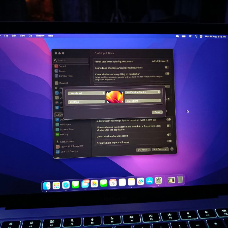 настройки горячих углов macos