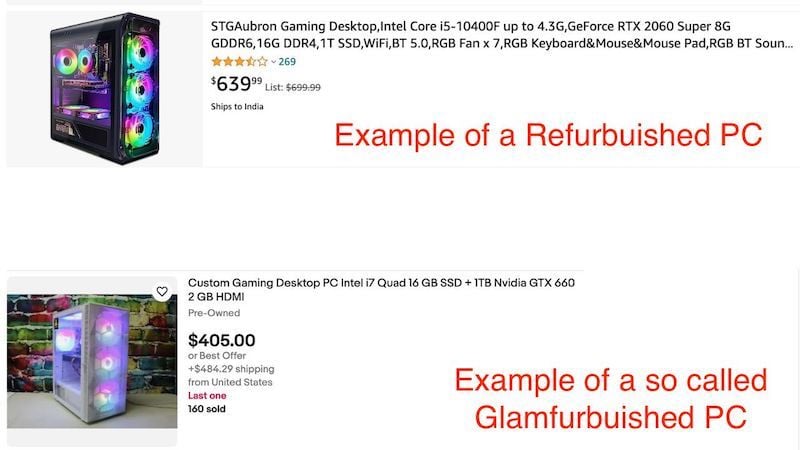 Beispiel für eine gute und eine schlechte PC-Anzeige