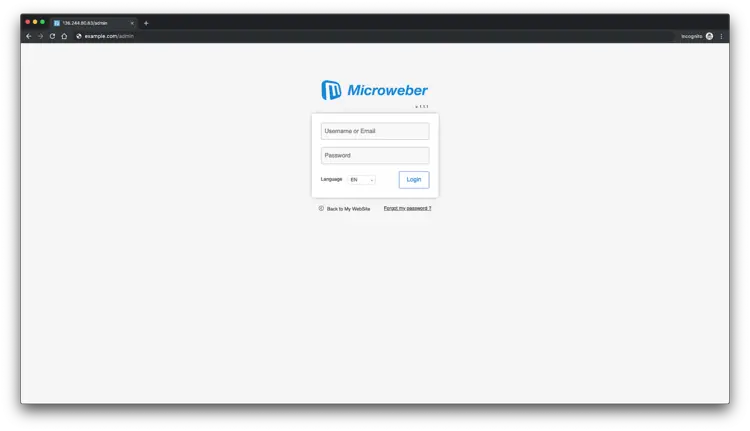 Accesso a Microweber