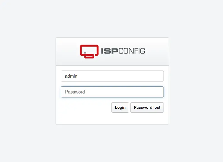 Iniciar sesión en ISPConfig