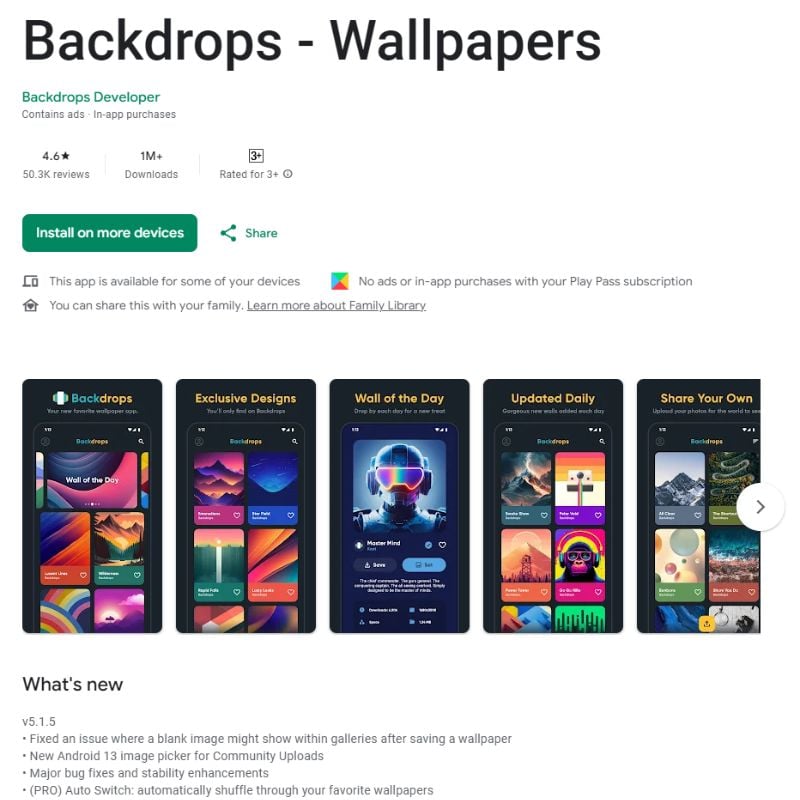 Backdrops die Hintergrundbild-App