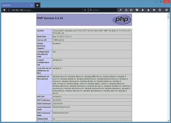 私たちのnginxサーバーからのPHP情報