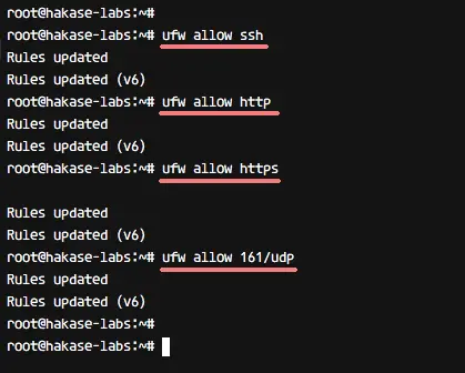 Configura il firewall UFW