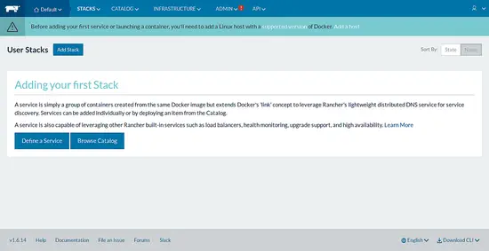 Ouvrir la page d'administration de Rancher