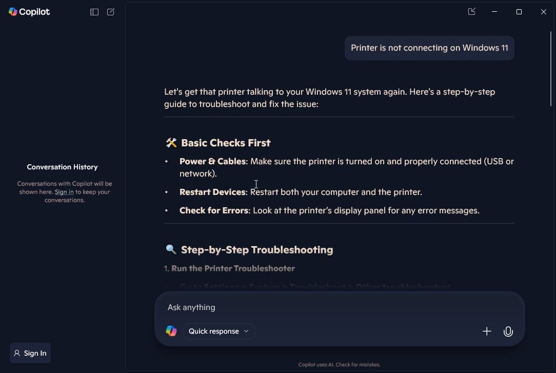 Windows 11でCopilotを介してヘルプを取得