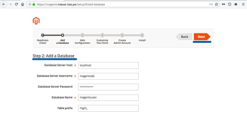 Configurazione del database