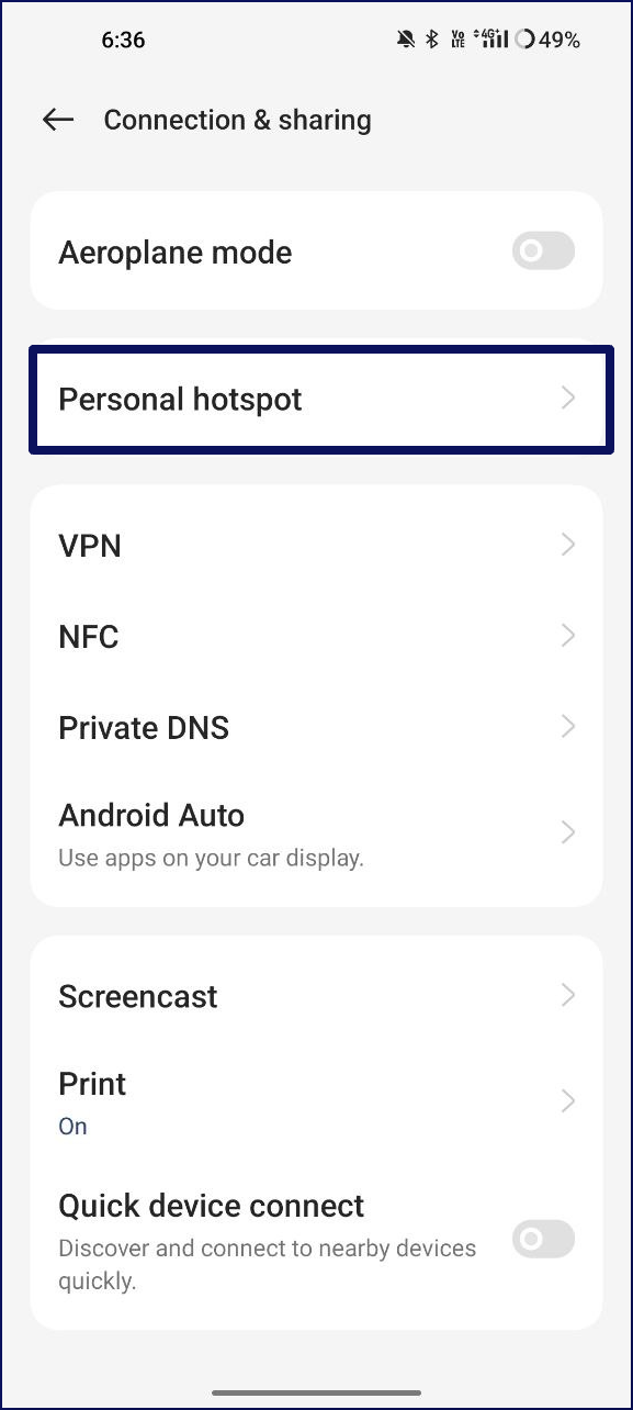 configuración de hotspot personal