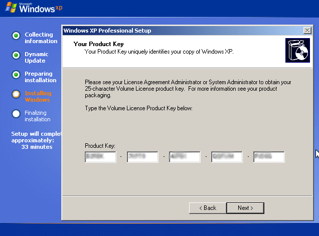Windows XP CDキー