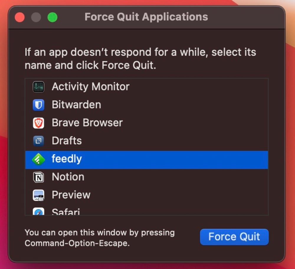 Mac-Apps mit der Tastenkombination beenden