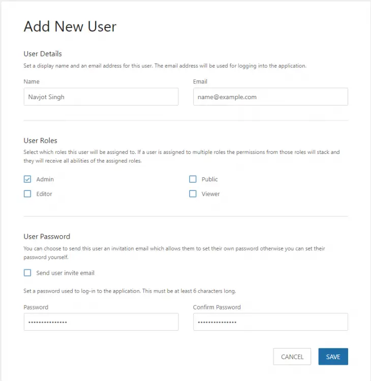 Nouvelle page utilisateur BookStack