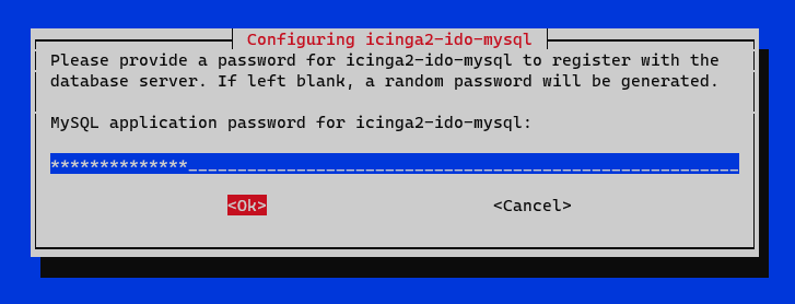 Geben Sie das Datenbankpasswort für Icinga2 ein