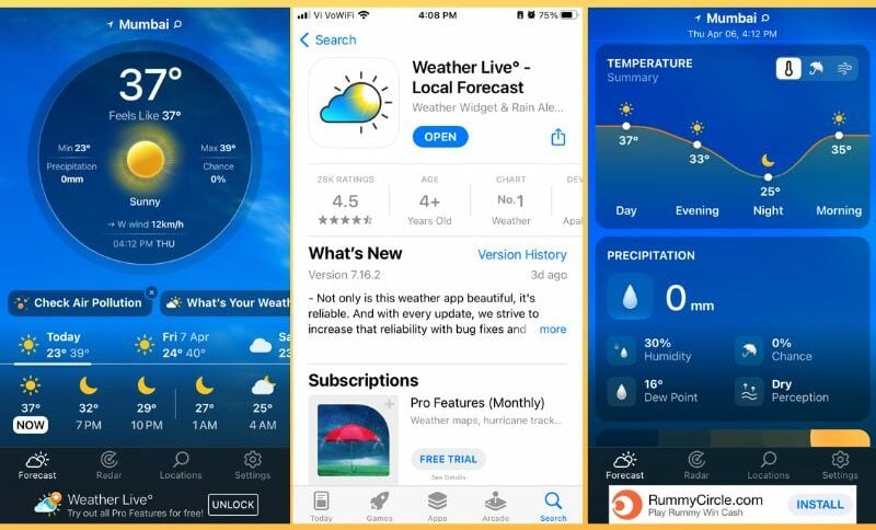 приложение weather live для ios