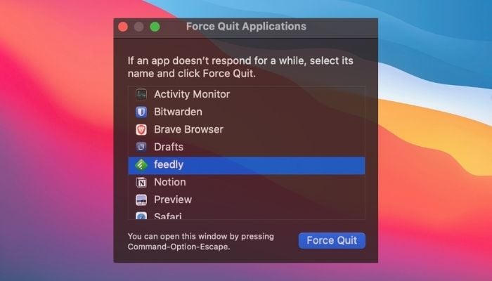 forcer la fermeture sur mac