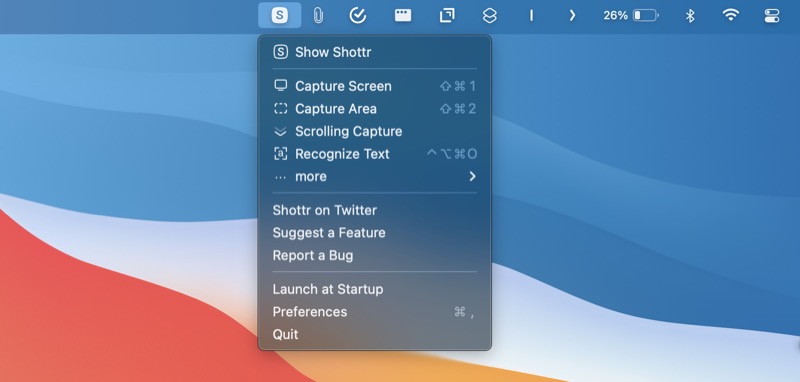 app per la barra dei menu shottr