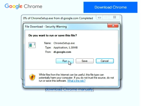 Windows 7用Chromeブラウザをダウンロード