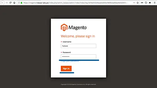Login backend di Magento