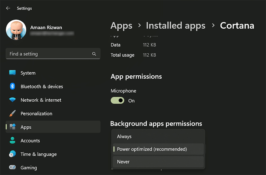 deshabilitar aplicaciones en segundo plano en Windows 11