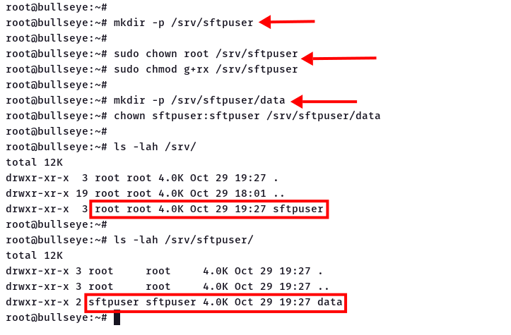 configura la directory chroot jail per stpuser